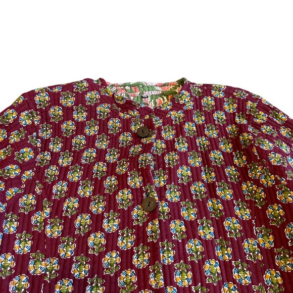 Winter Cotton Bohemian Reversible Quilted Jacket Long-Length Sweater Size Large - Picture 3 of 13